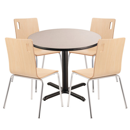 National Public Seating 5 Piece Round Breakroom Table and Chair Set by